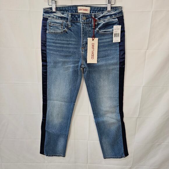 Driftwood Candace Crop Jeans Satin Style Lining Blue Size 26x25 - Picture 1 of 12